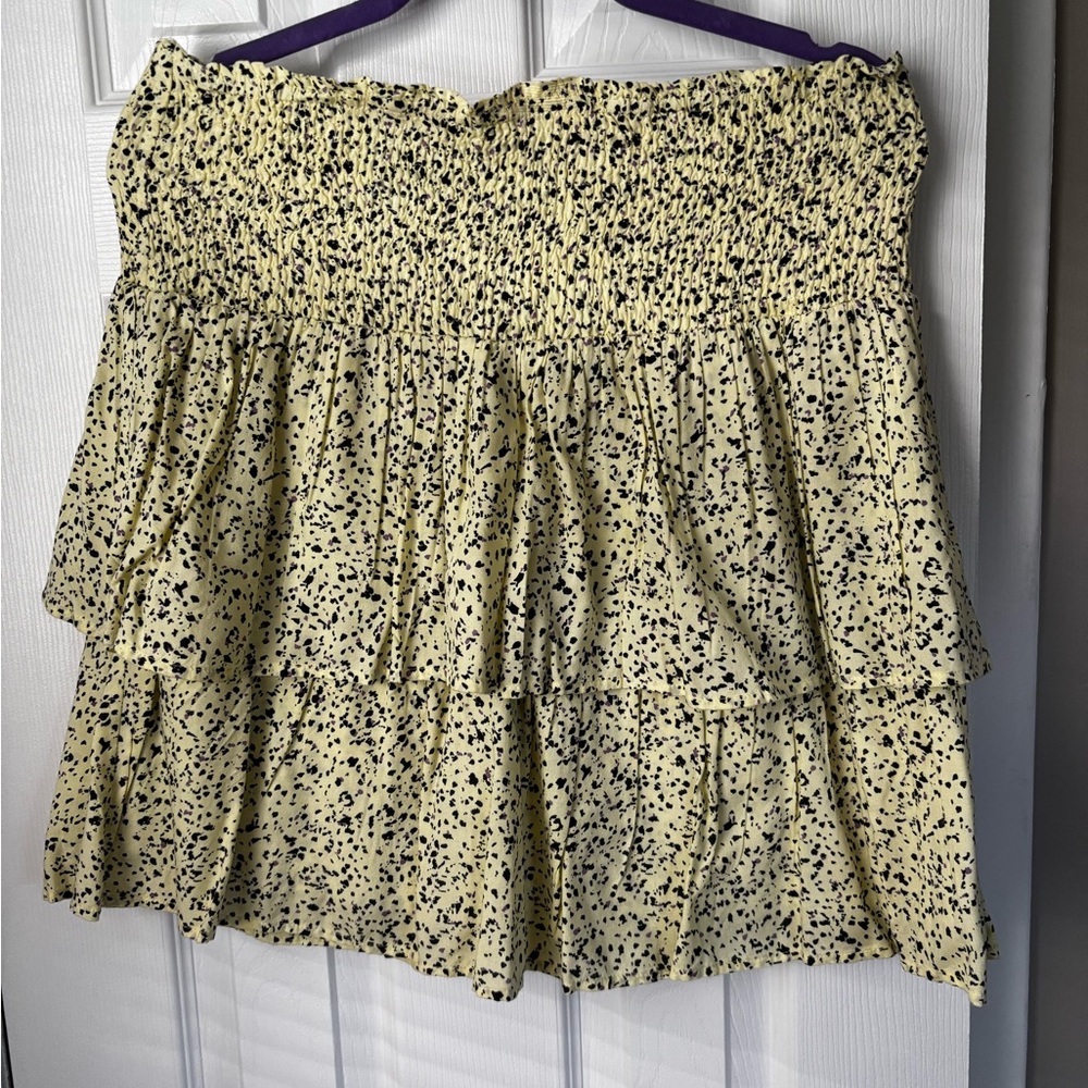 Vero Moda Yellow and Black Patterned Mini Skirt